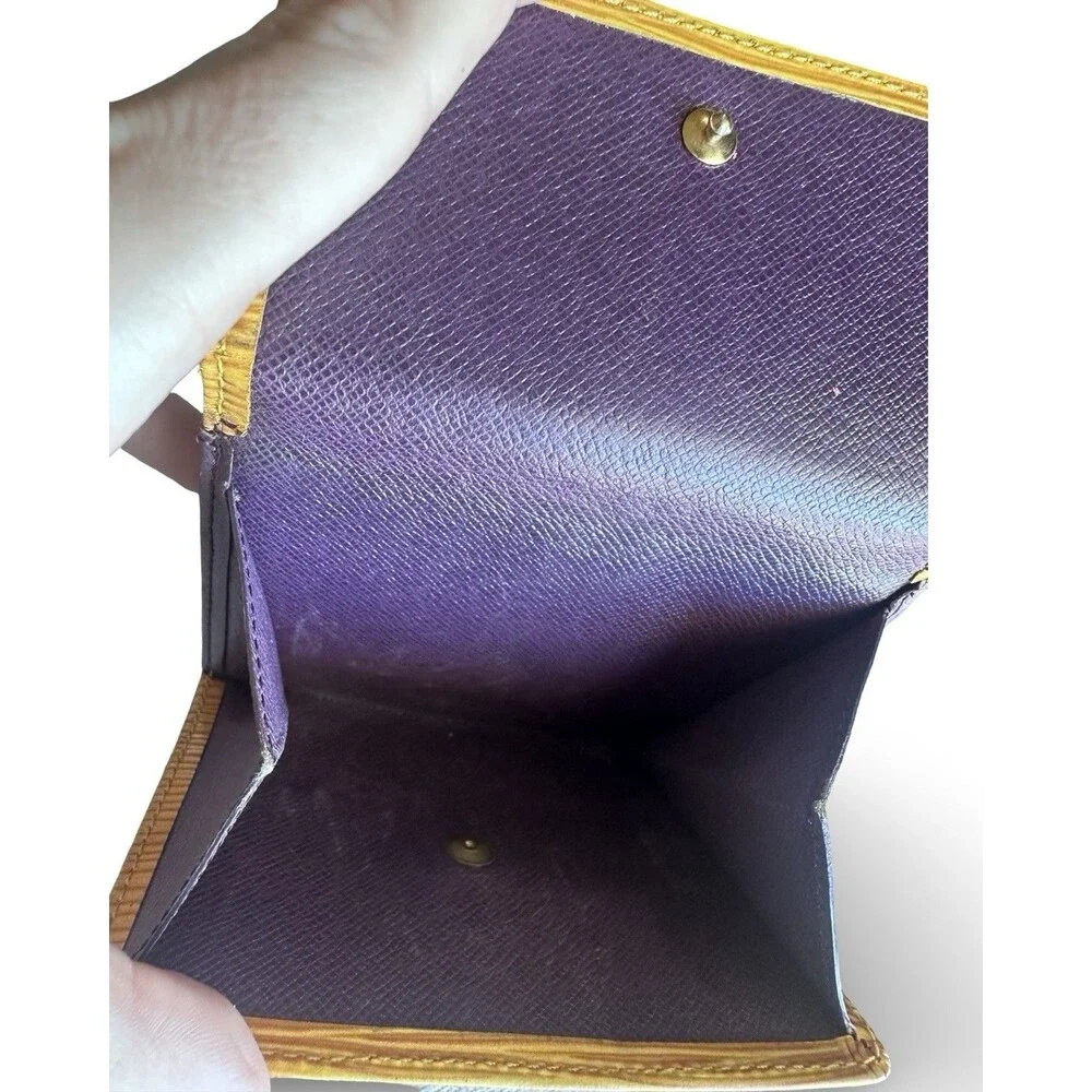 Louis Vuitton 💛💜Vintage Epi Leather Wallet Yellow-Purple Trifold Elise Retro